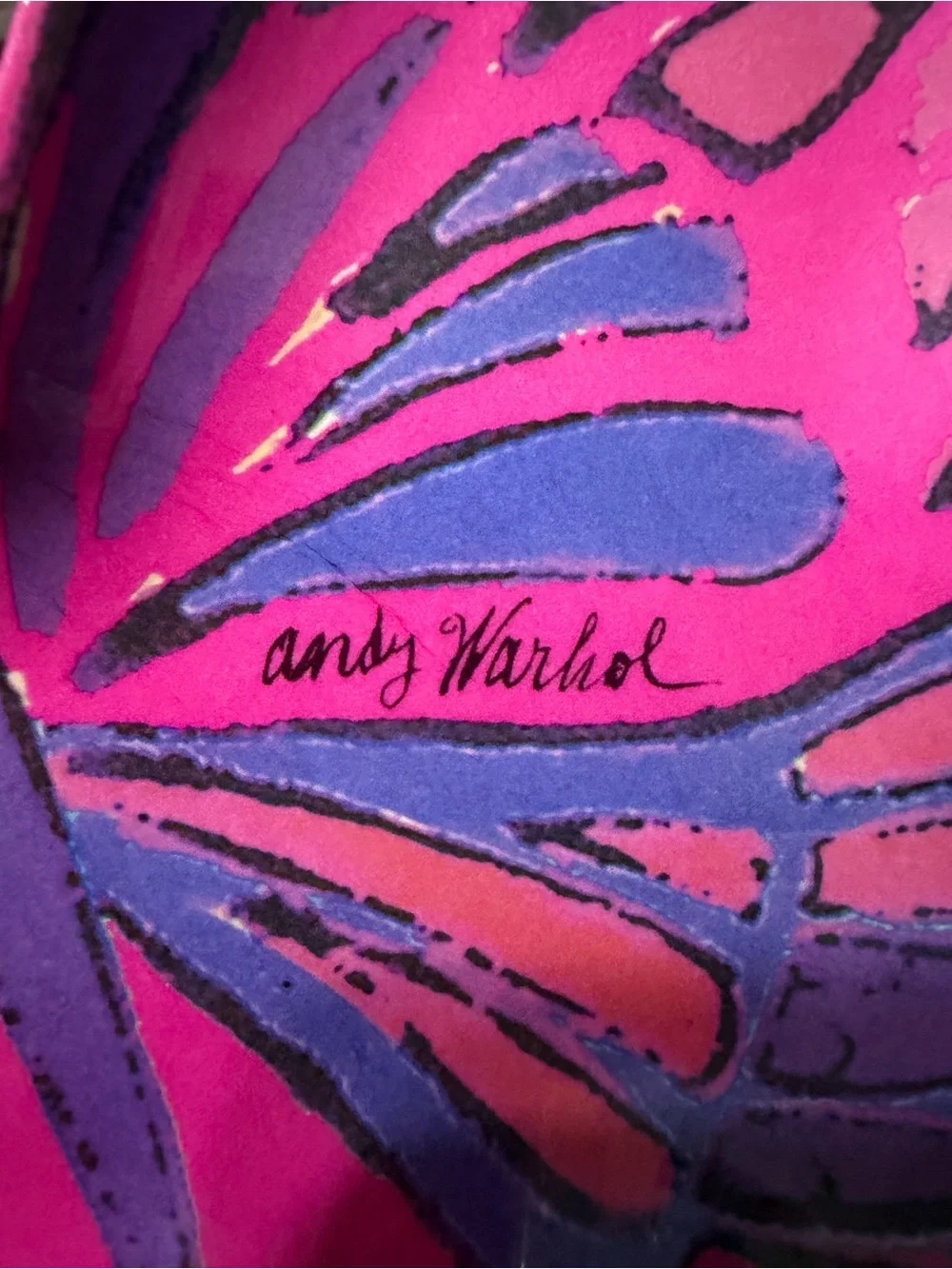 Set of 4 Vintage Andy Warhol Signed Pink & Purple Graphic Print plastic plates